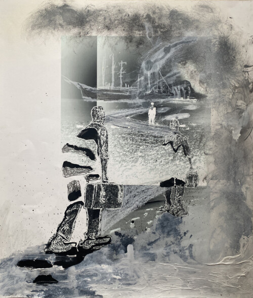 <b>Transit</b> 2015<br>
50 x 43cm<br>
Acryl, Graphit, Pigmentdruck auf Papier