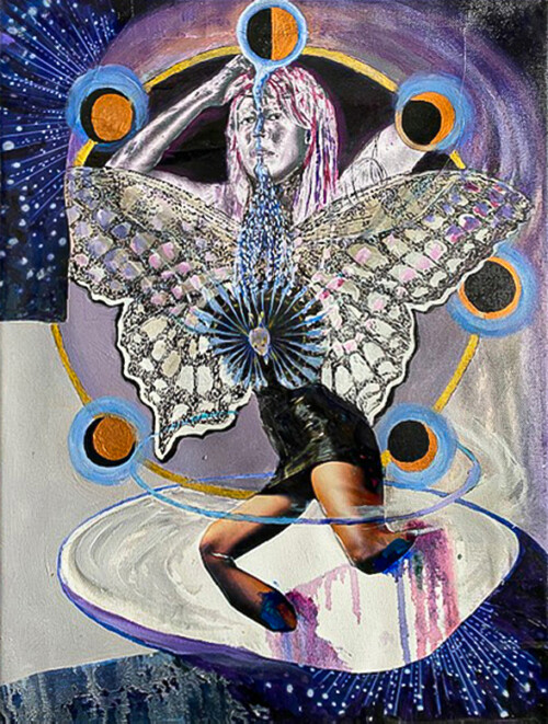 <b>Girls Girls Girls</b> 2019<br>
56 x 42cm <br>
Öl, Acryl, Magazin/Collage, Kopie, Print, Tusche, Schlusslack auf LW