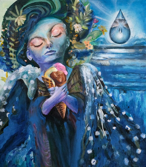 <b>Ranger 1</b> 2023<br>
40x35cm<br>
Mischtechnik auf LW