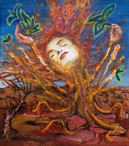 <b>Ranger 5</b> 2023<br>
40x35cm<br>
Mischtechnik auf LW