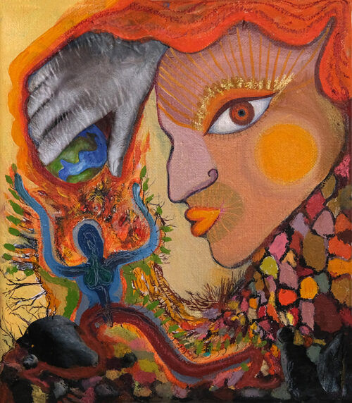 <b>Ranger 7</b> 2023<br>
40x35cm<br>
Mischtechnik auf LW