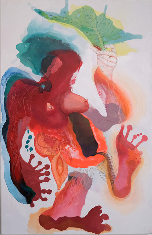 <b>Spaziergang</b> 2024<br>
85x55cm<br>
Acryl, Pigment, Tusche auf LW