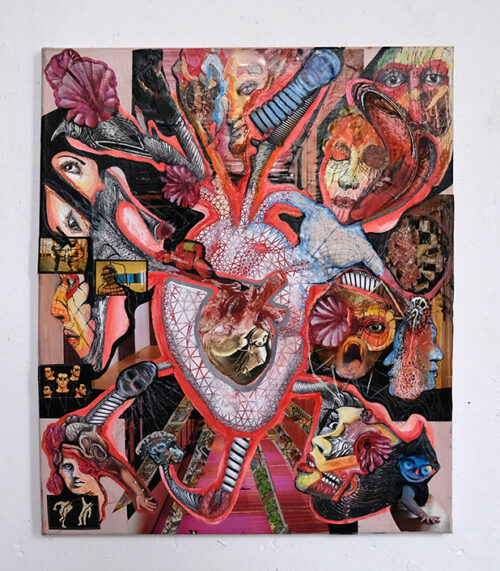 <b>Volles Herz</b> 2021<br>
60x50cm<br>
Mischtechnik auf LW