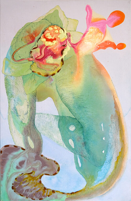 <b>Wachstum</b> 2024<br>
85x55cm<br>
Acryl, Tusche, Pigment auf Leinwand